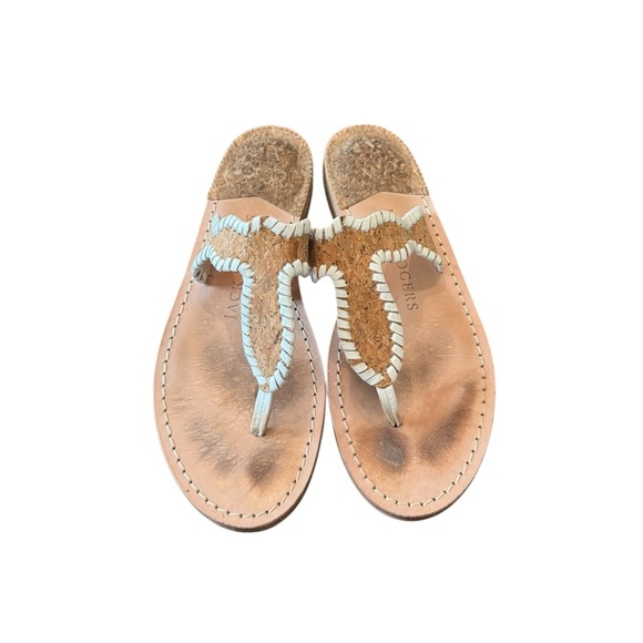 Jack Rogers Jackie Cork White Leather Sandals - Picture 3 of 6